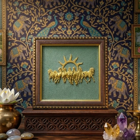 7 Horses on Raw Pyrite Frame